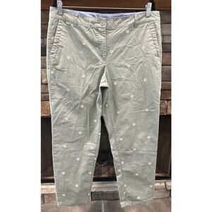 Women’s TALBOTS Green Embroidered Flowers The Weekend Chino Pants 14 *A5